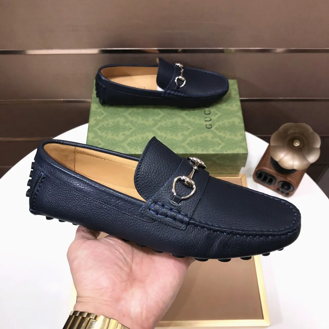 Men's Men's Shoes💰420💰[Gucci GUCCI] (High-end Niuli) New 🍀Gucci*-Gucci Peas Shoes! Made of imported original cowhide, the inner top layer is comfortable cowhide lining! Original wear-resistant rubber outsole! High quality products! Code number 38-44!